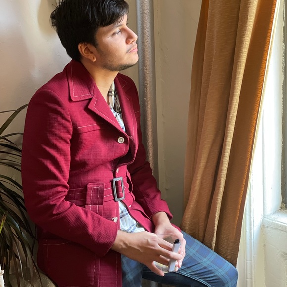 Vintage 1970s Polyester Jacket With Belt - Picture 2 of 4